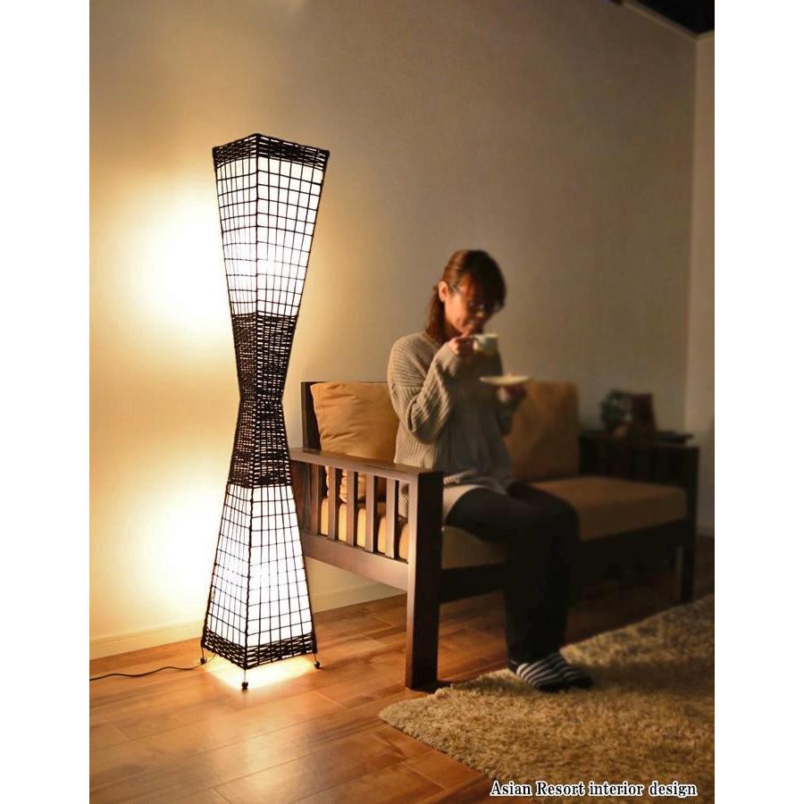 フロアライト フロアランプ ラタンくびれ アジアンランプ スクエア LAM