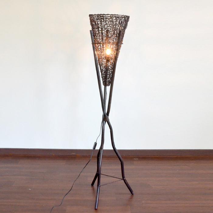 フロアスタンドライト ラタン 《Torch Style》 ダークブラウン 150cm