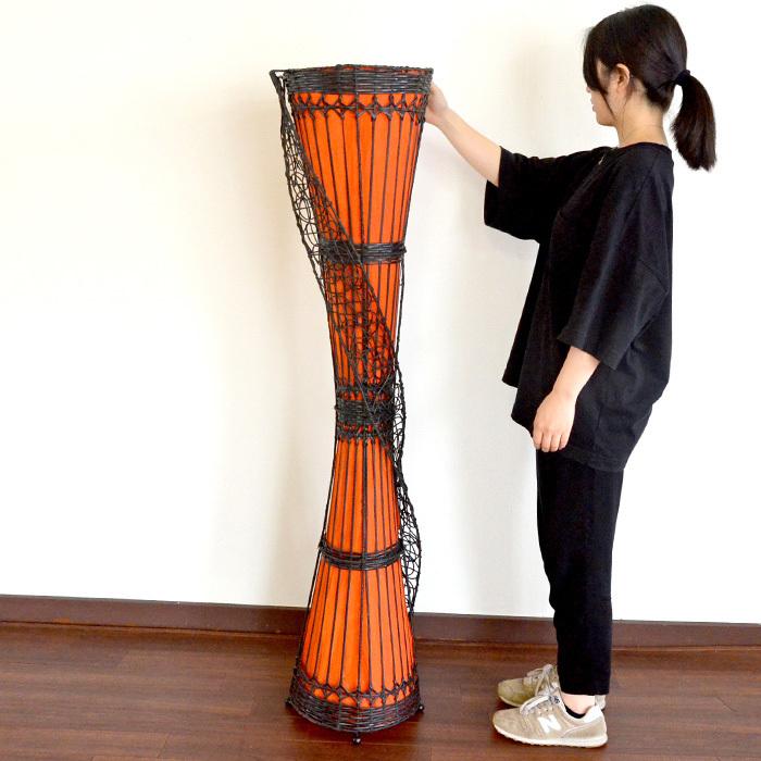 フロア照明 ラタン×バンブー 2灯式《H148.5cm W35cm》スイッチ付き