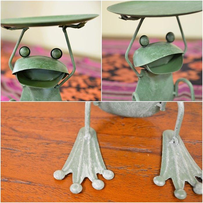 カエルの金属製置物 皿付き カエルの金属製置物 皿付き