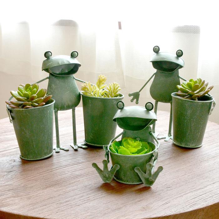 カエルのプランター（ダブル）置物 オブジェ かえる 蛙 プランター