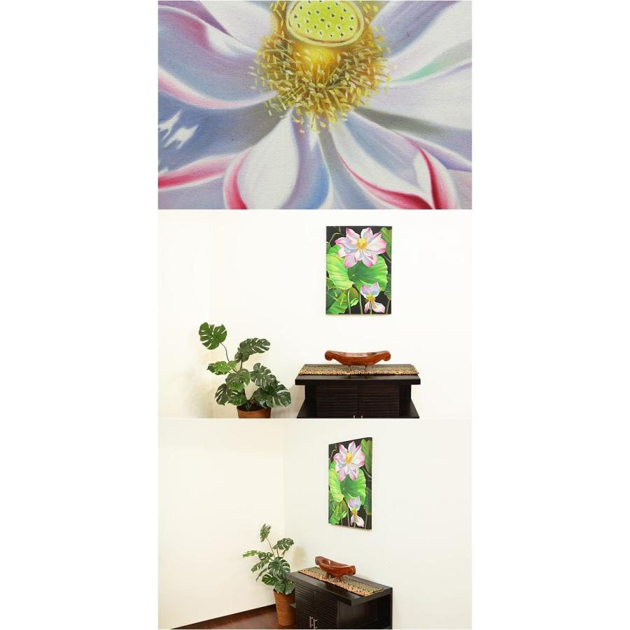 バリ絵画 壁掛け ロータス 蓮の花の絵 3 Pak sill 作 PIC-0074-3