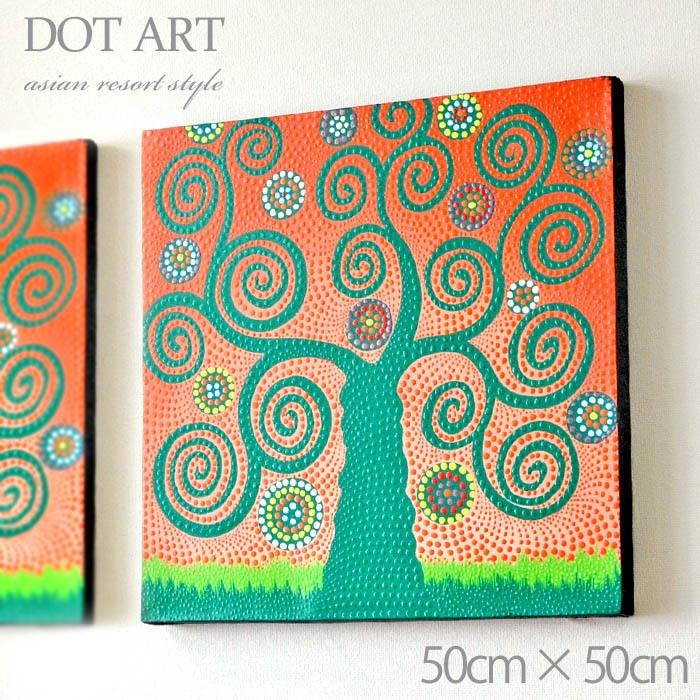 バリ島 ドットアート《50cm×50cm》絵画 ハンドペイント インテリア 