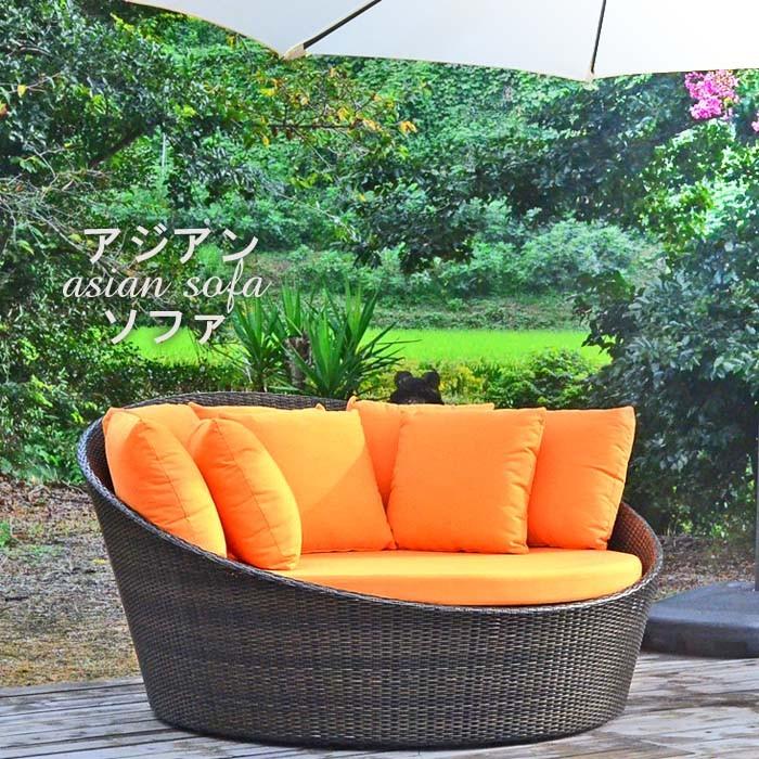 アジアン家具 人工ラタン ソファ 158cm 屋外使用可能 軽量 アジアン家具 人工ラタン ソファ 158cm 屋外使用可能 軽量