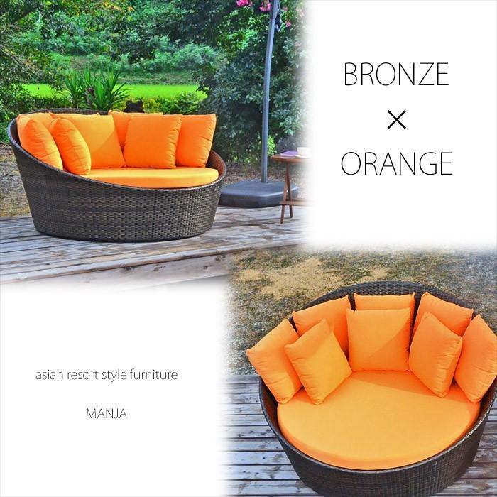 アジアン家具 人工ラタン ソファ 158cm 屋外使用可能 軽量