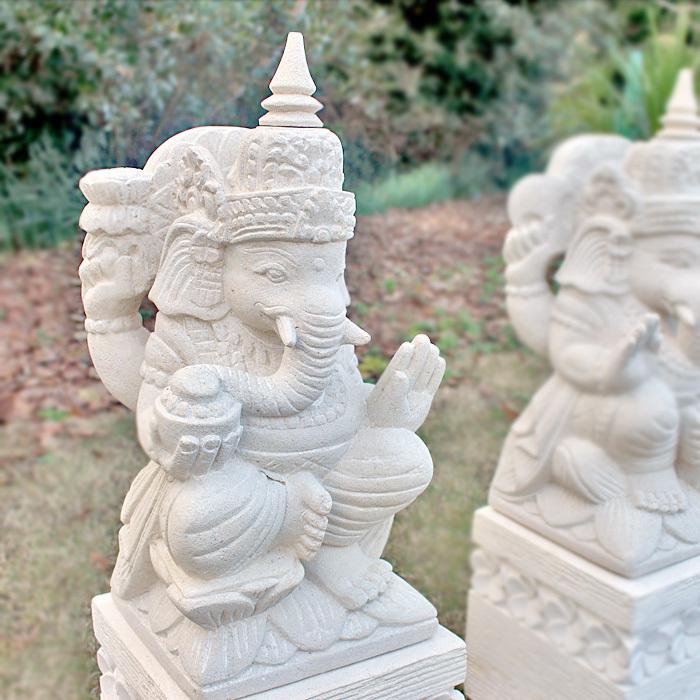 訳あり アジアン雑貨 バリ雑貨 ガネーシャ 3セット 石彫 置物 守神 象