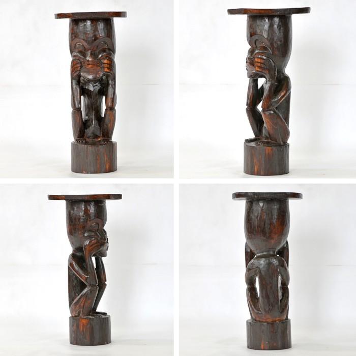 アジアン 花台 《ワヤン君》 H51〜52cm 木彫り 手彫り 置き物 オブジェ