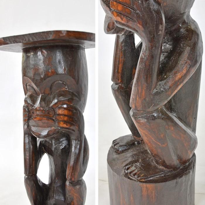 アジアン 花台 《ワヤン君》 H51〜52cm 木彫り 手彫り 置き物 オブジェ