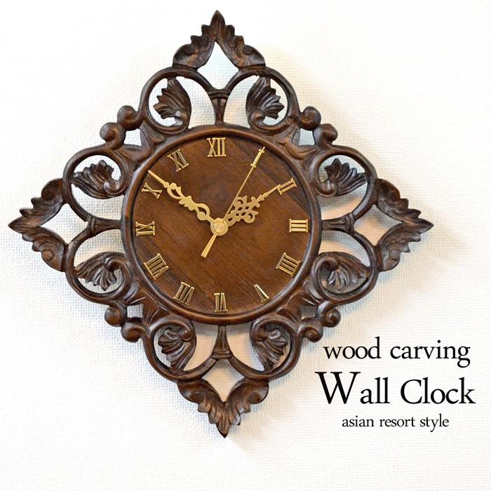 アジアン 壁掛け時計 25cm 25cm ダークブラウン チークウッド 木製 自然素材 掛け時計 アナログ おしゃれ Woo 0492 Db Woo 0492 Db アジアンランプ家具店舗商材manja 通販 Yahoo ショッピング