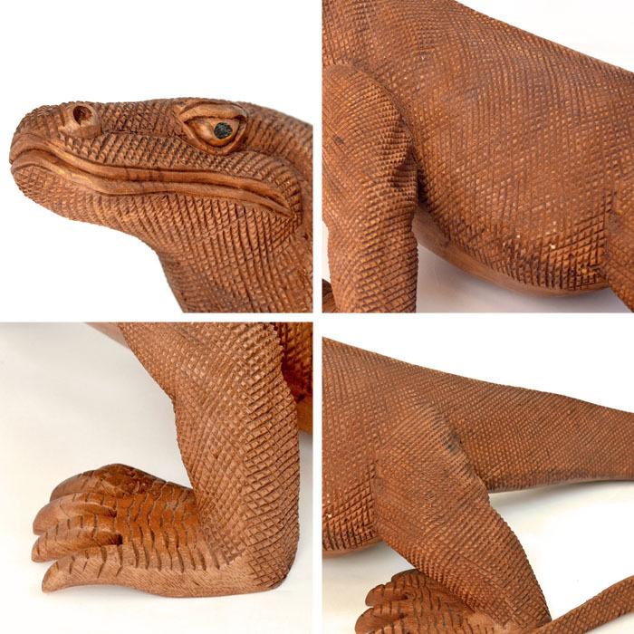 木彫り オブジェ 《コモドドラゴン》 全長88cm 天然木 ウッド 手彫り