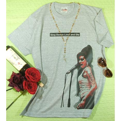 Amy エイミー・ワインハウスのＴシャツ【土日も発送】ロックＴシャツ 夭折 女性ロックシンガー Rock T-shirt Tシャツ イギリス 27club 送料無料 ラッピング無料 |  | 04