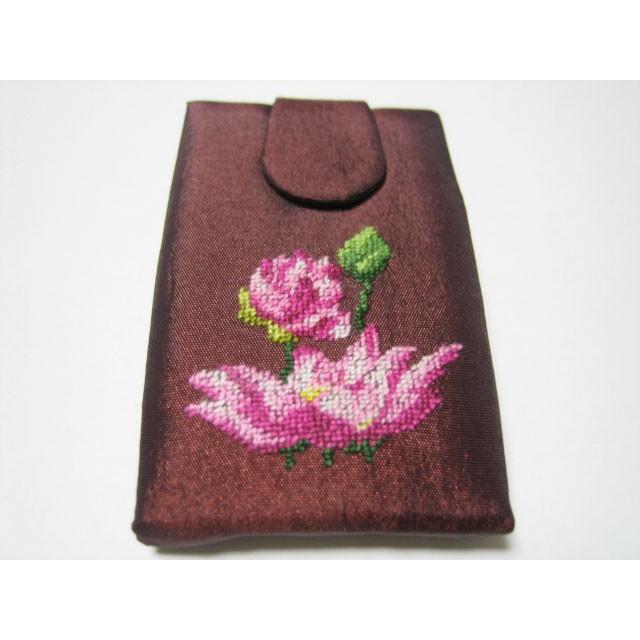 プチポワン刺繍のつまようじ入れ・ハスの花  爪楊枝入れ プチポアン 刺繍 刺しゅう ゴブラン｜asianmarket