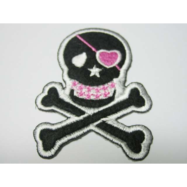 アイロンアップリケ1033 ドクロ ハート目 スカル アップリケ ワッペン アイロン 通販 100均 デザイン マーク 目印 アジアンマーケット ヤフー店 通販 Yahoo ショッピング