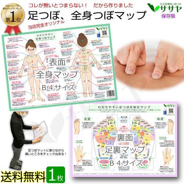 足つぼツボマップ 1枚 ツボマップ 足裏 反射区 全身 一覧表 マッサージ