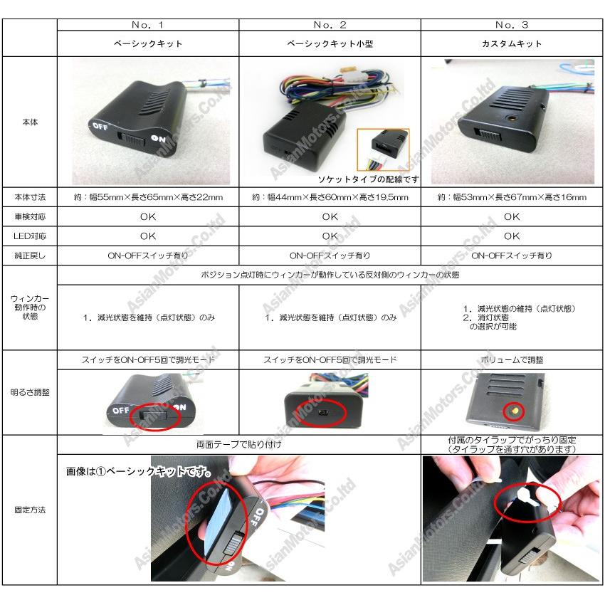 ウインカーポジションキット  ベーシックキット LEDバルブ 車検 対応 汎用 パーツ 減光 調整式 ウイポジ 12V 日本語取説  【メール便(ネコポス)は送料無料】yys｜asianmotors｜05