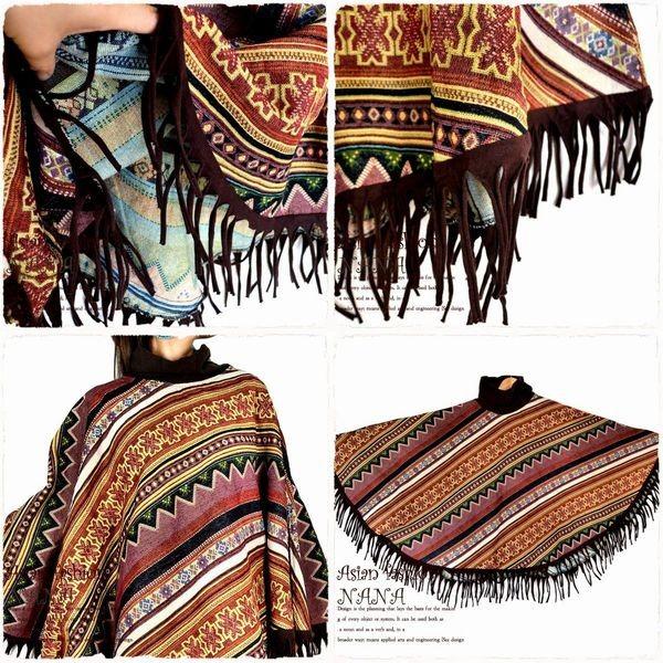 [即日発送] エスニック柄 ポンチョ ガウン アジアン フリンジ 民族 ヒッピー 楽天市場】ゲリ柄ポケット☆タイダイフリンジポンチョ(アジアン