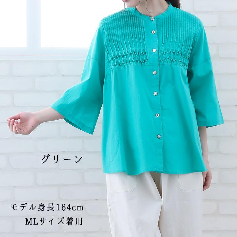 ブラウス レディース 七分袖 インド綿 春 夏 50代 60代 ゆったり ピンタック 綿100 ミセス ファッション 服 indigo インディゴ プレゼント ギフト | indigo（ファッション） | 03