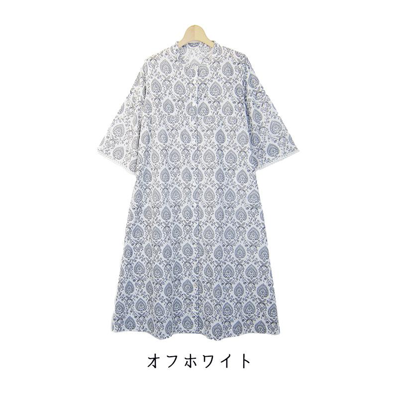 ワンピース レディース 50代 春 夏 7分袖 インド綿 60代 ゆったり プリント 大きいサイズ 綿100% ミセス ファッション 服 indigo プレゼント ギフト | indigo（ファッション） | 01