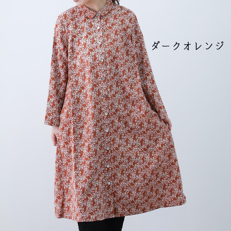 ワンピース レディース 50代 秋 冬 大きいサイズ 長袖 60代 70代 ゆったり 綿100% ミセス ファッション 服 indigo インディゴ プレゼント ギフト | indigo（ファッション） | 02