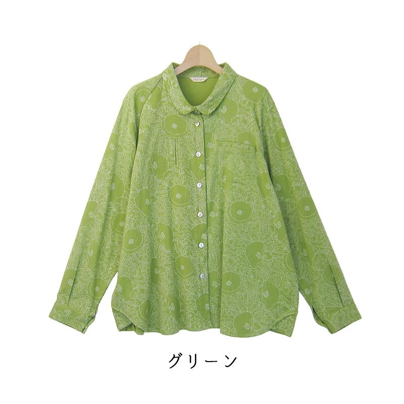 ブラウス 50代 レディース 長袖 トップス 綿100% 秋 冬 花柄 60代 70代 ゆったり ミセス ファッション 服 indigo インディゴ プレゼント ギフト | indigo（ファッション） | 02