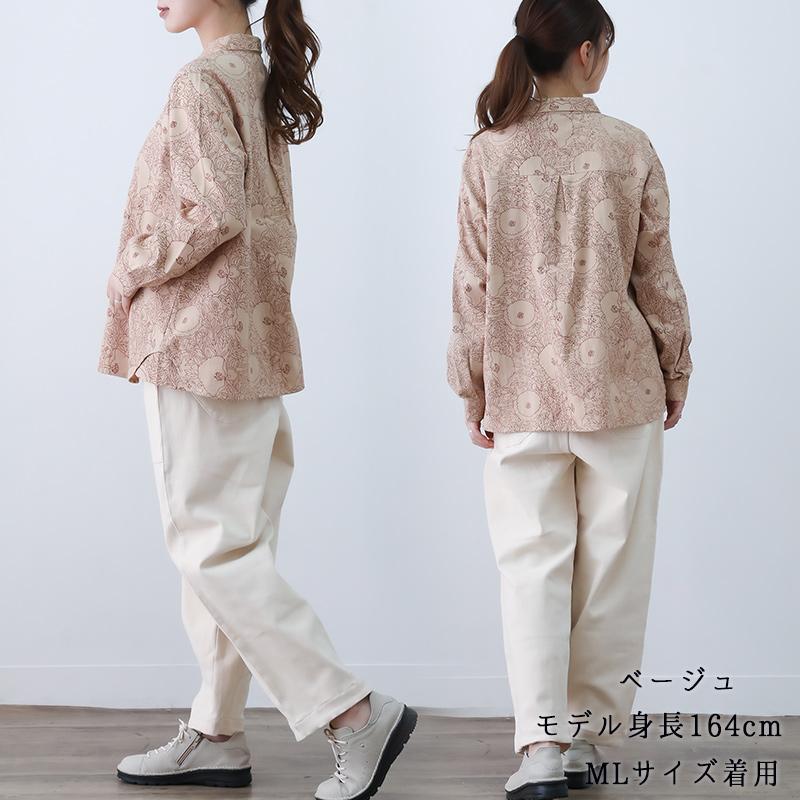 ブラウス 50代 レディース 長袖 トップス 綿100% 秋 冬 花柄 60代 70代 ゆったり ミセス ファッション 服 indigo インディゴ プレゼント ギフト | indigo（ファッション） | 09