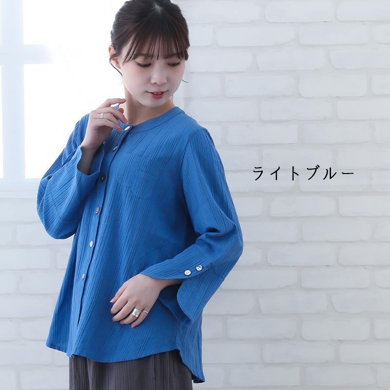 indigo ブラウス レディース 長袖 春 夏 ML 綿 レーヨン 40代 50代 60