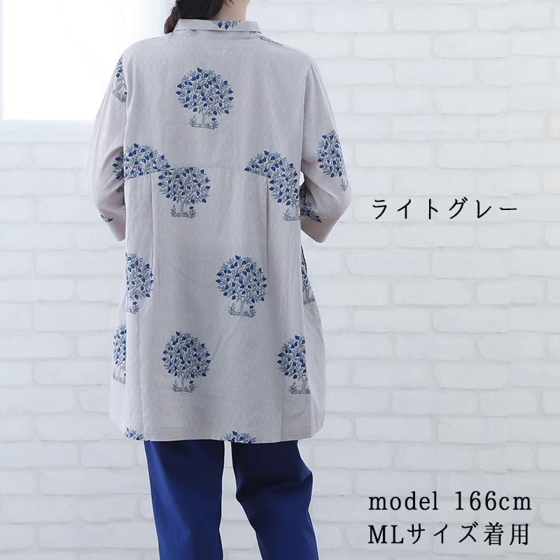 indigo チュニック 50代 60代 レディース 春 夏 7分袖 ML 体型カバー A