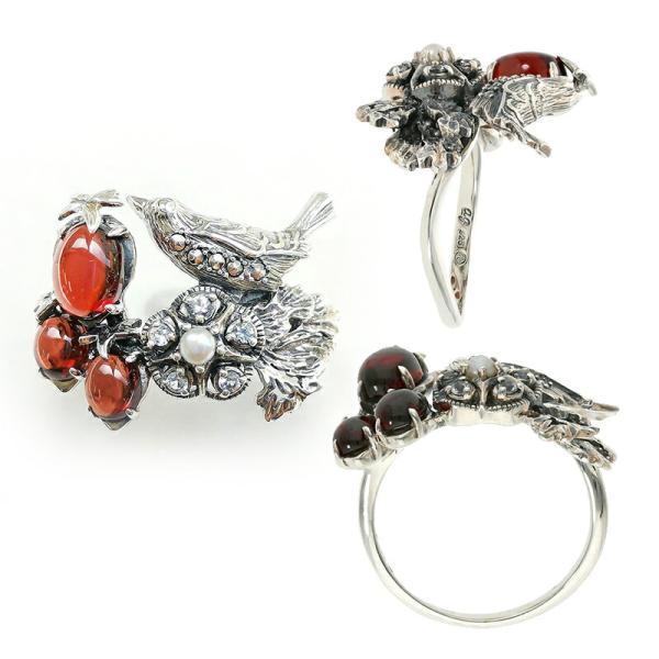 【碌山】ウィリアム・モリス　いちご泥棒　リング(ガーネット) 13号 02951_21102901.jpg