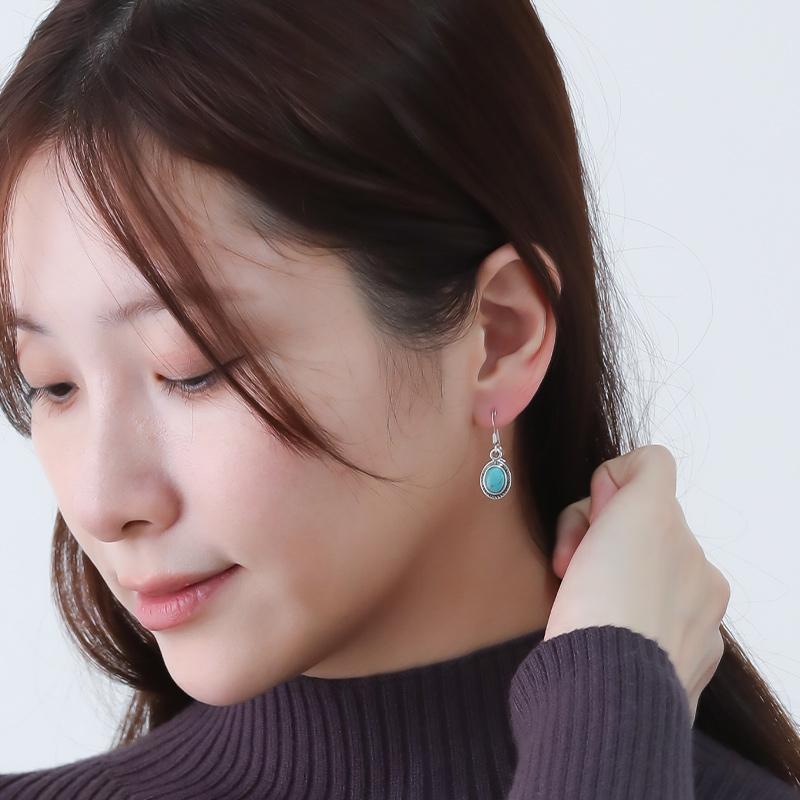 ターコイズ ピアス 揺れる シルバー925 アレルギー対応 レディース 12月誕生石 トルコ石 アクセサリー プレゼント ギフト 40代 50代 60代 | ansil | 04