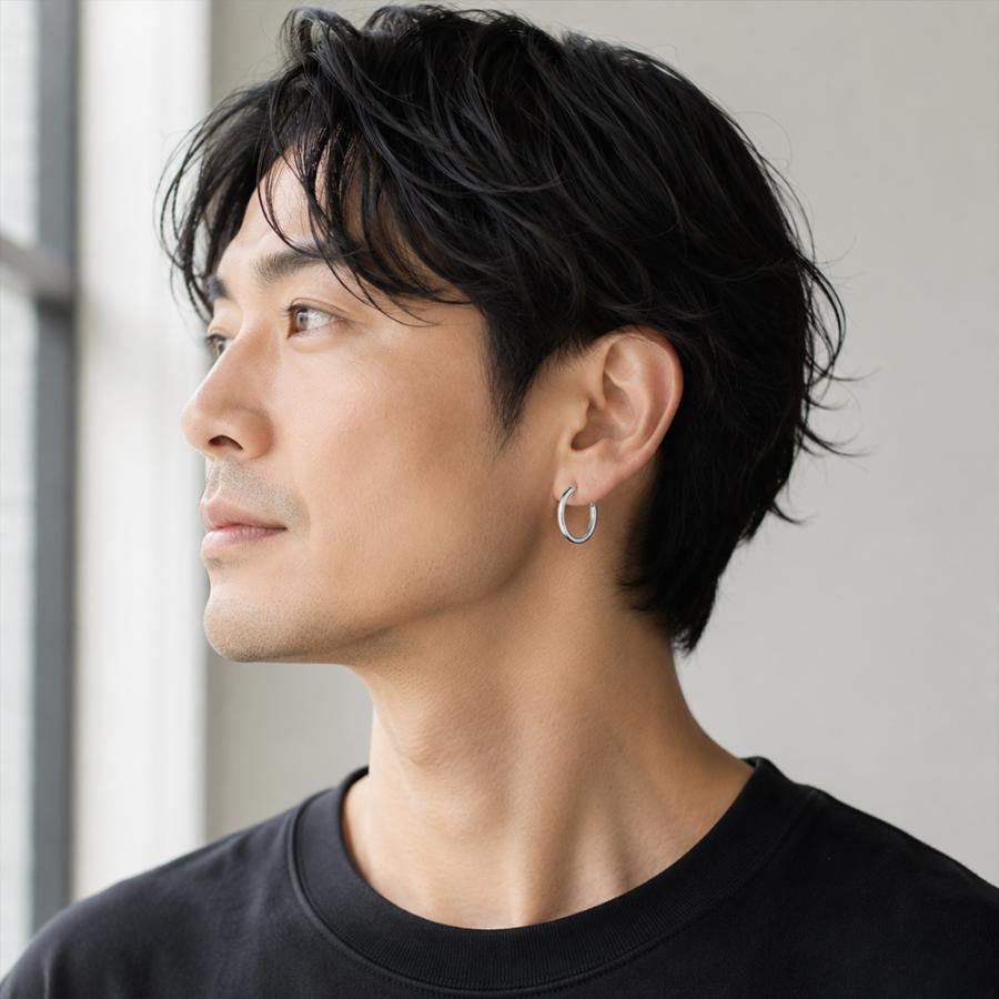 ansil（アンシル） フープピアス メンズ シルバー925 両耳 金属