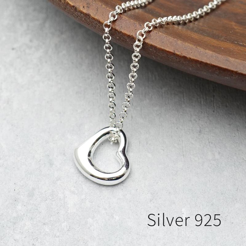 ネックレス オープンハート レディース アクセサリー シルバー925 アレルギー対応 上品 ペンダント ジュエリー プレゼント ギフト 20代 30代 40代 | ansil | 01