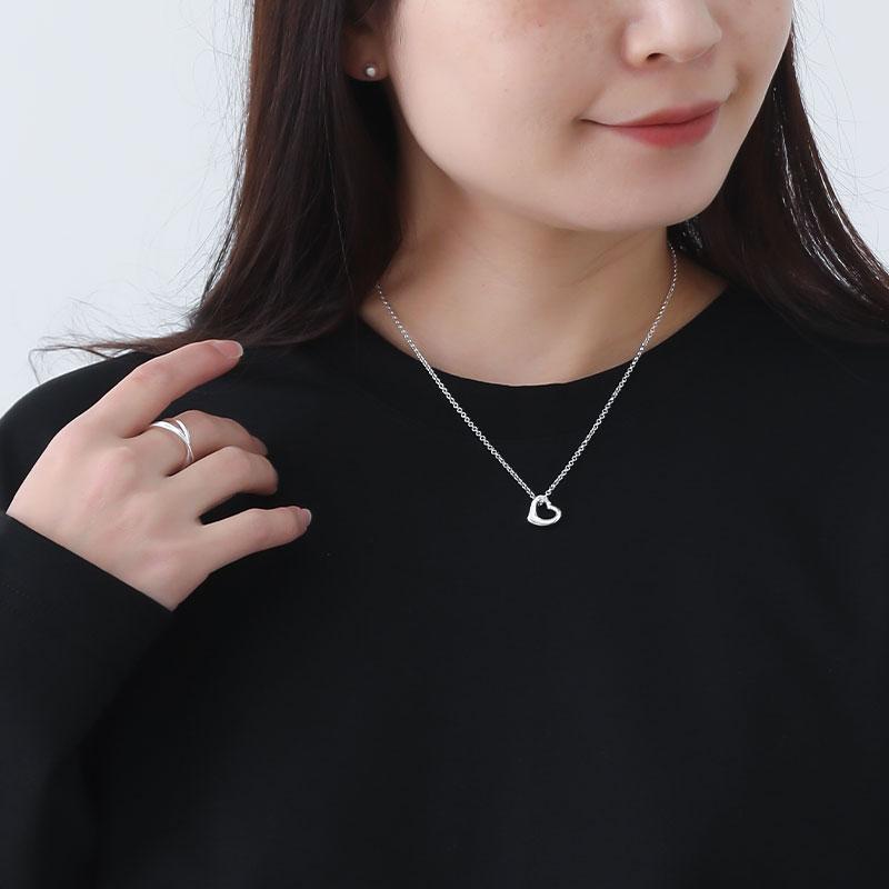 ネックレス オープンハート レディース アクセサリー シルバー925 アレルギー対応 上品 ペンダント ジュエリー プレゼント ギフト 20代 30代 40代 | ansil | 02