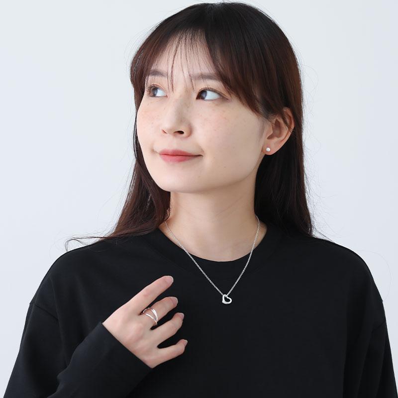 ネックレス オープンハート レディース アクセサリー シルバー925 アレルギー対応 上品 ペンダント ジュエリー プレゼント ギフト 20代 30代 40代 | ansil | 04