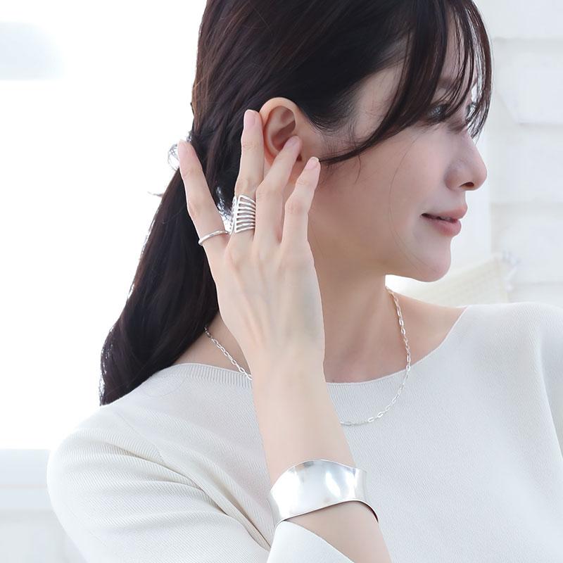 カレンシルバーリング 指輪 レディース 太め 13号 17号 19号 21号 フリー 金属アレルギー対応 シルバー925  シルバー950 アクセサリー プレゼント | ansil | 02