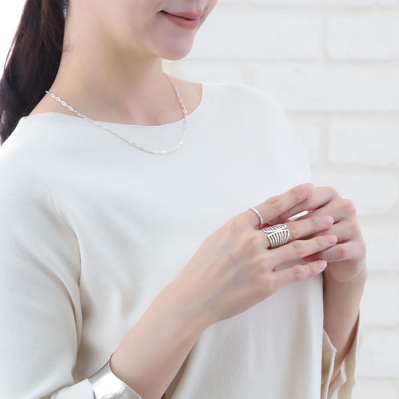 カレンシルバーリング 指輪 レディース 太め 13号 17号 19号 21号 フリー 金属アレルギー対応 シルバー925  シルバー950 アクセサリー プレゼント | ansil | 03