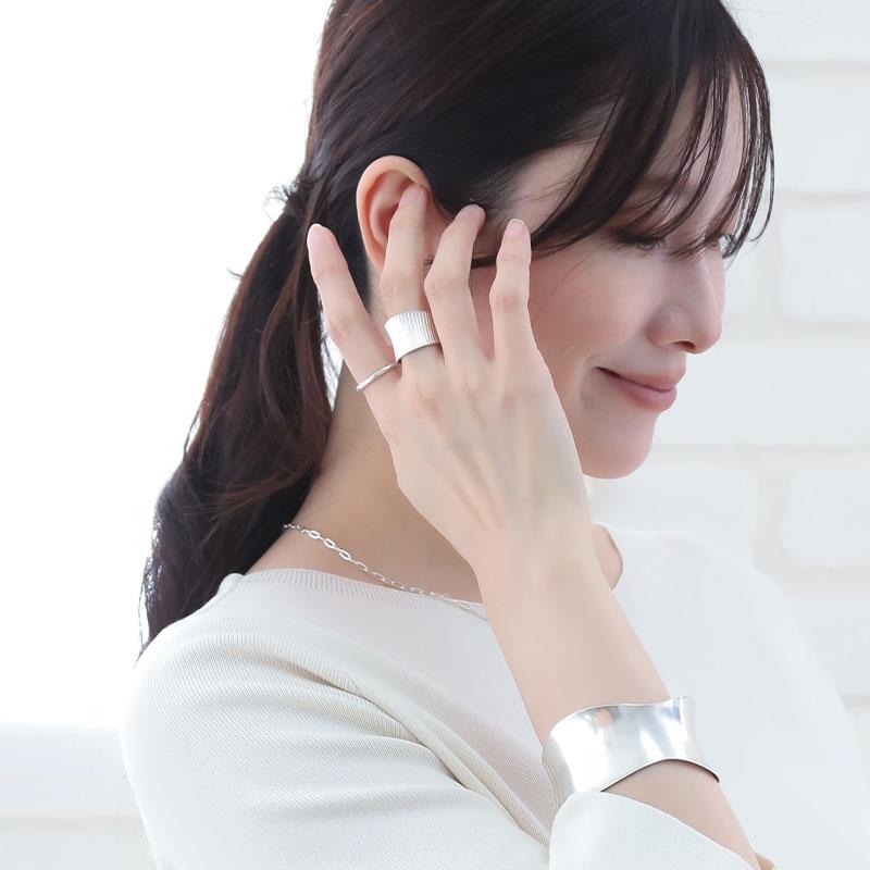 カレンシルバーリング 指輪 レディース 太め 13号 15号 17号 19号 フリー シルバー925 シルバー950 アレルギー対応 アクセサリー プレゼント | ansil | 02