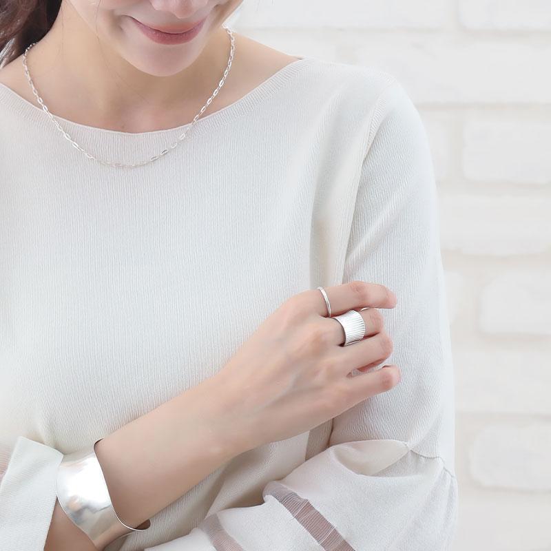 カレンシルバーリング 指輪 レディース 太め 13号 15号 17号 19号 フリー シルバー925 シルバー950 アレルギー対応 アクセサリー プレゼント | ansil | 04