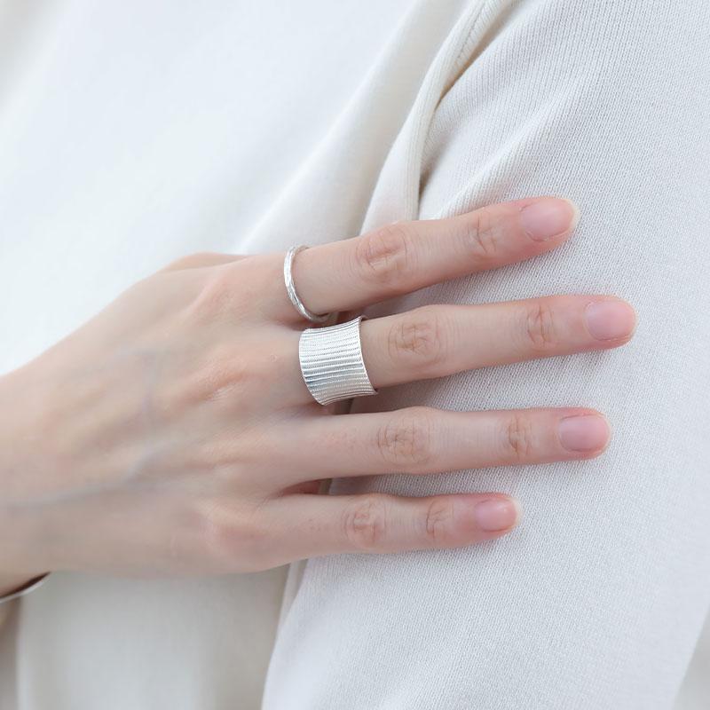 カレンシルバーリング 指輪 レディース 太め 13号 15号 17号 19号 フリー シルバー925 シルバー950 アレルギー対応 アクセサリー プレゼント | ansil | 05