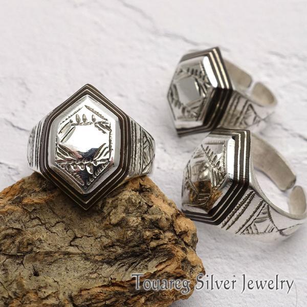 トゥアレグ シルバー リング レディース メンズ 指輪 6角形 エボニー