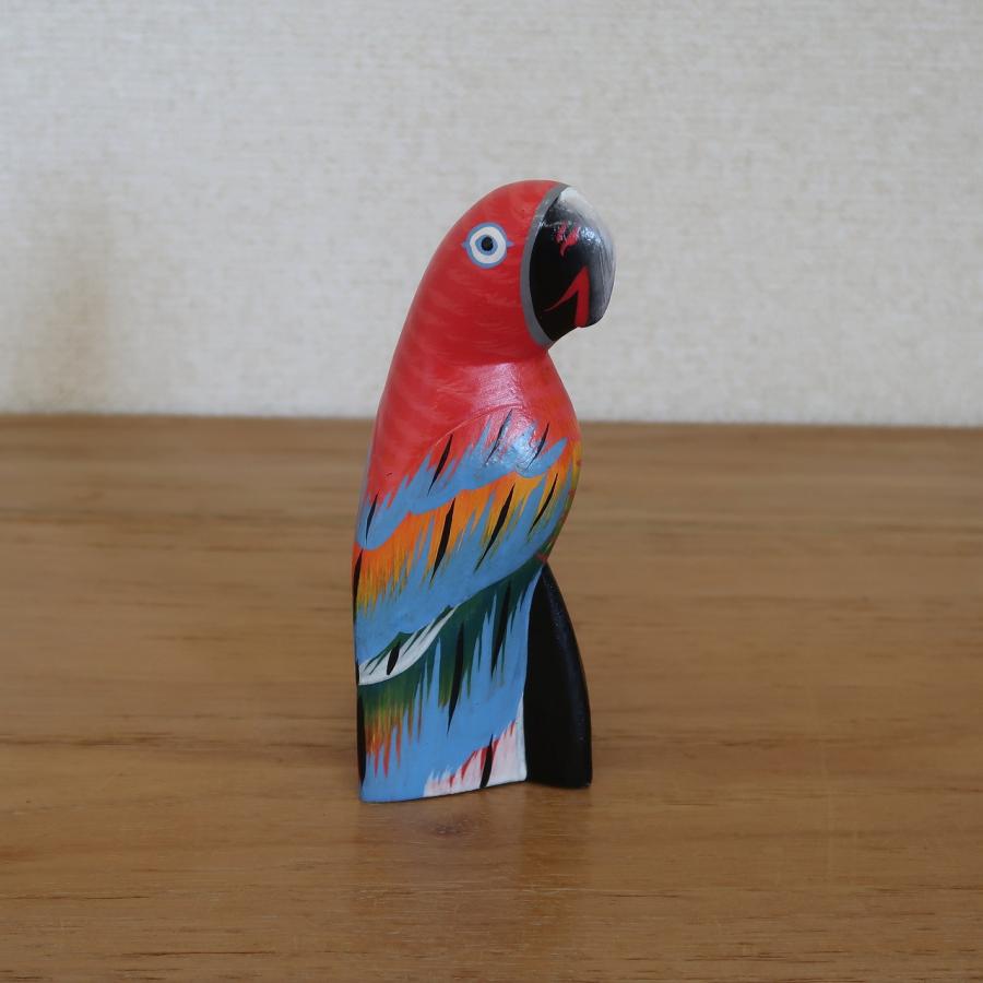 カラフルオウムの木彫り コンゴウインコ 16cm レッド リゾート