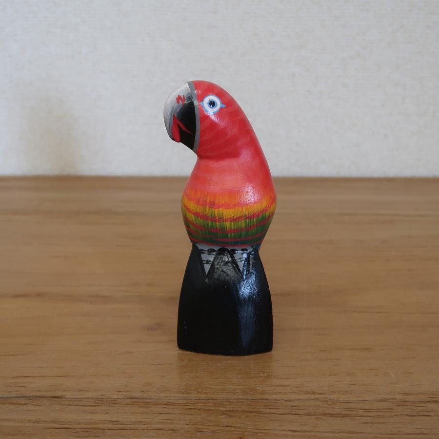 カラフルオウムの木彫り コンゴウインコ 16cm レッド リゾート