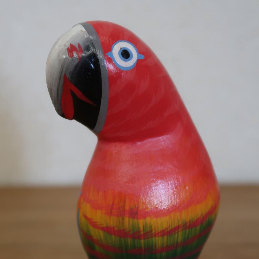 カラフルオウムの木彫り コンゴウインコ 16cm レッド リゾート