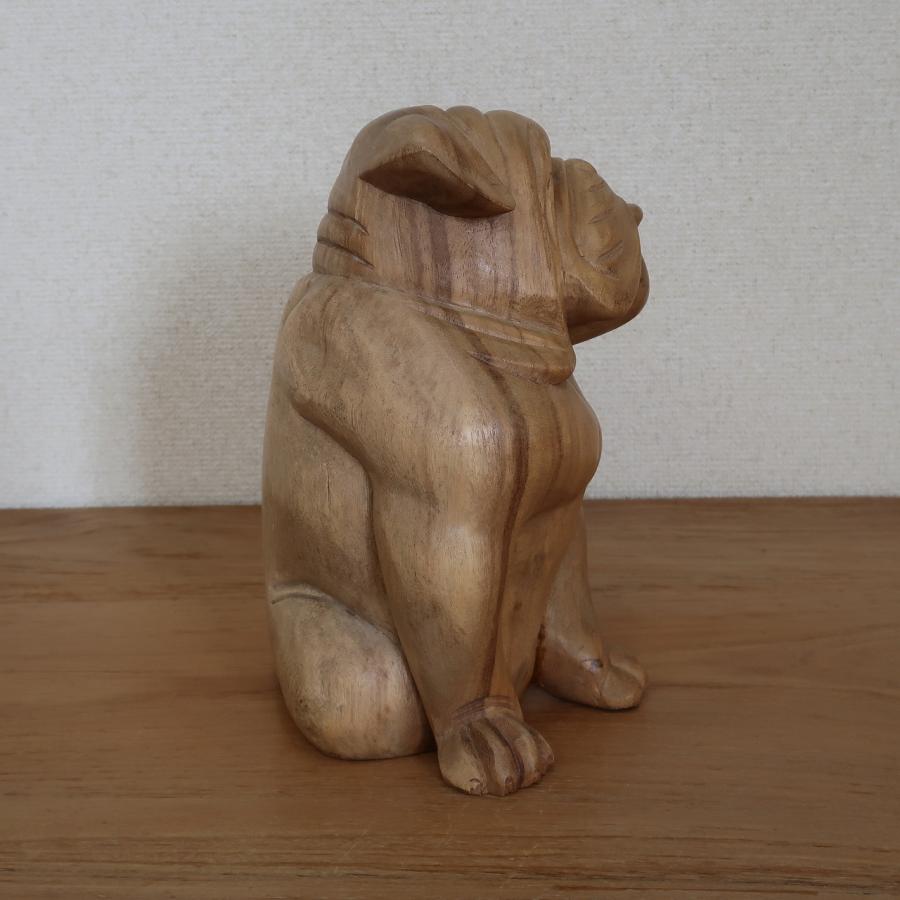 木　木製　木彫　木彫り　犬　置物 ブルドッグの木彫り 座像 25cm 木製 犬の置き物 オブジェ オーナメント