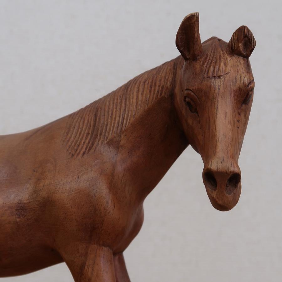馬の木彫り 木製 オブジェ オーナメント 馬の置物 馬の置き物