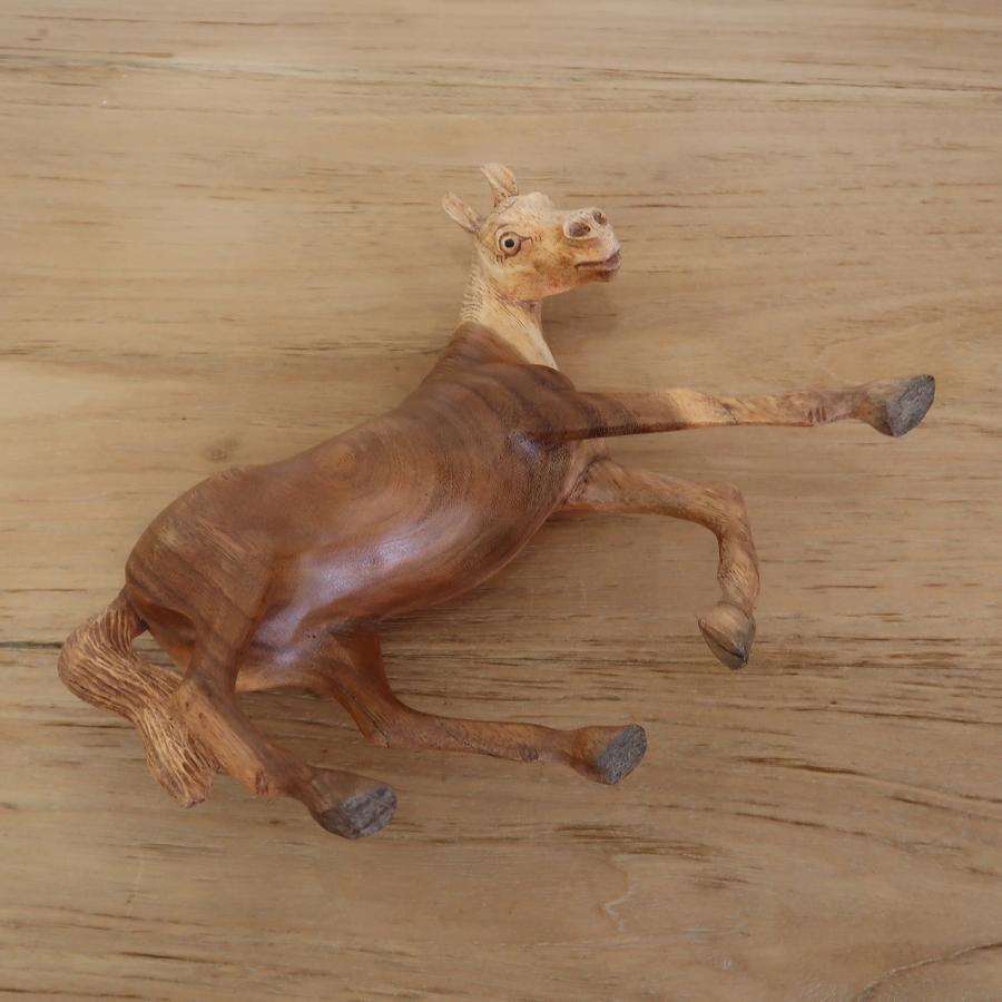 馬の木彫り 木製 オブジェ オーナメント 馬の置物 馬の置き物 木彫り