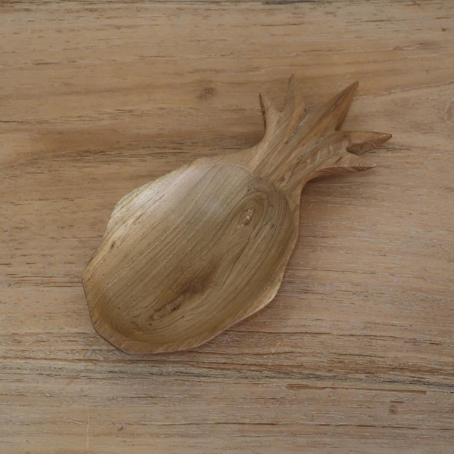 パイナップルトレー 木製 チークウッド 12.5cmX25cm 木彫り