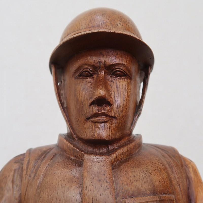 木製 武士像 約70cm お値下げ 兵士の木彫り 40cm スワール無垢材 アンティーク調 木彫り人形
