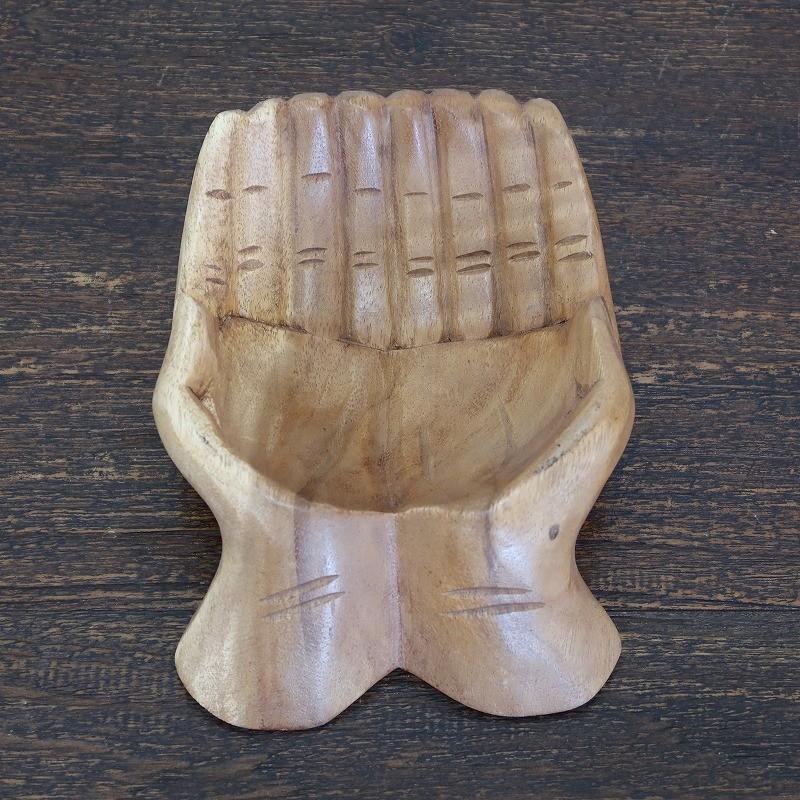 木彫り　民芸品　アンティーク　トレイ　小物入れ 木彫りのバロン灰皿 【獅子 小物入れ トレー トレイ 木彫り彫刻