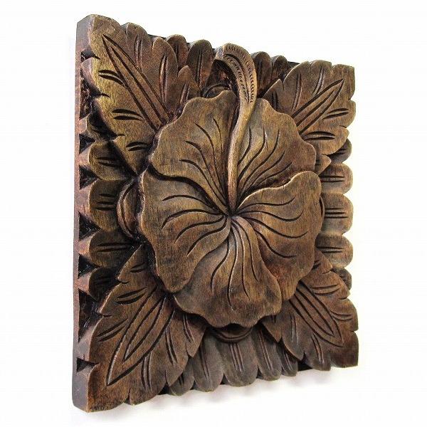 ハイビスカス木彫りの壁掛けレリーフ 19x19 リゾートインテリア アジアンティーク Asiantique 通販 Yahoo ショッピング