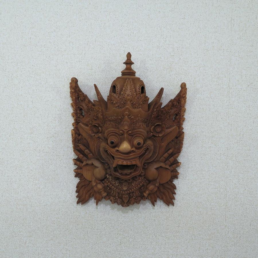 バロンのお面 30X14X39 木彫りレリーフ アカシア無垢材 木製 ウッド